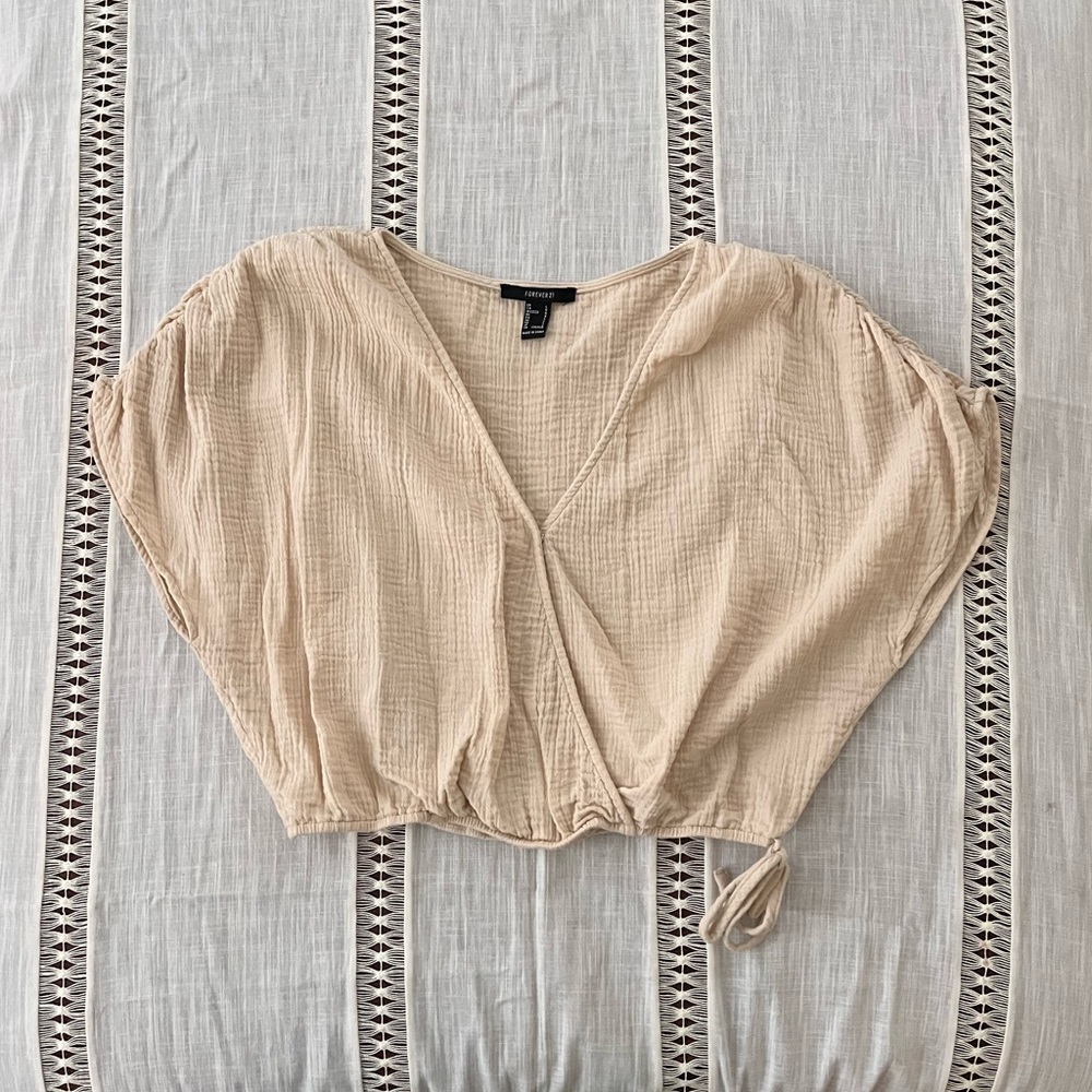 Textured wrap crop top